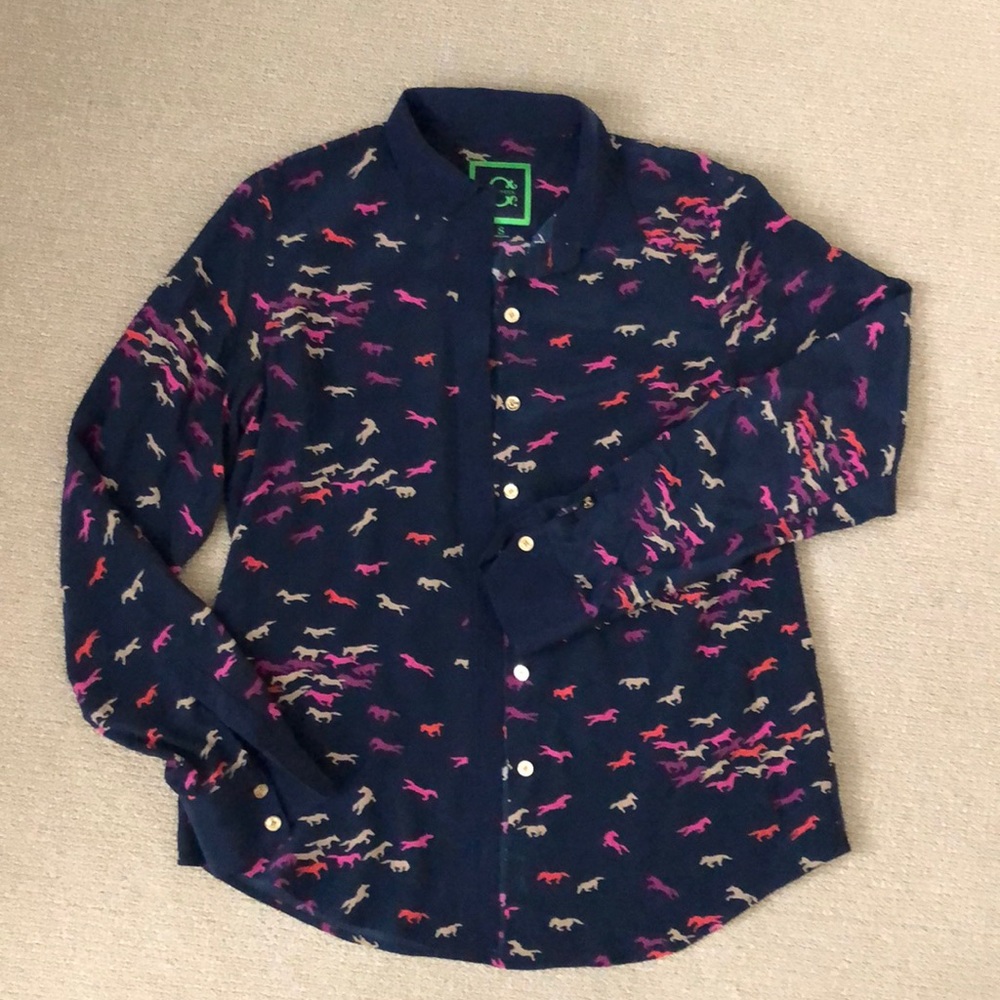 C. Wonder navy silk blouse